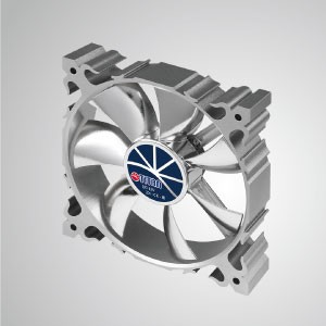 12V DC 120mm Aluminum Frame Cooling Silent Fan with 7-blades/ Silver Frame - Made 120mm aluminum frame cooling fan, it has more powerful heat dissipation and robust construction.