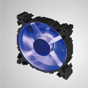 12VDC120mmアルミニウムフレーム冷却サイレントファンLED付き/7ブレード/ブルー - 7枚羽根の120mmLEDアルミフレーム冷却ファンを採用し、より強力な放熱性と堅牢な構造を実現。