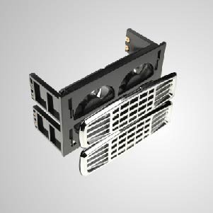 12 V DC 2 * 5,25 "HDD-Montage-Kühlkit-Kühler mit zwei 60-mm-Lüftern mit Z-Achsen-Lager - Eingebaute leise 60-mm-Doppellüfter, beide mit 2-in-1-Funktion, Systemkühlung und Festplattenkühlung. Es kann die Temperatur der Festplatte effektiv reduzieren. Darüber hinaus sorgen EMI-Schutz und -Filter für Stabilität und Zuverlässigkeit des Systems und verbessern die Betriebseffizienz