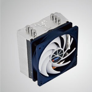 Universal-CPU-Luftkühler mit 3 DC-Heatpipes und 120mm Kukri Silent PWM Lüfter / Wolf Hati / TDP 160W - Ausgestattet mit 3 optimierten U-förmigen Direktkontakt-Heatpipes und einem 120-mm-Lüfter mit niedriger Nase mit PWM-Controller. Es ist in der Lage, die Wärmeableitung durch Maximierung des Luftstroms zu beschleunigen.