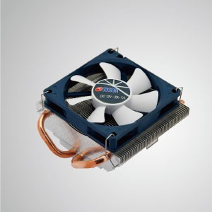 Universal- Low Profile Design CPU Air Cooler with 2 DC Heat Pipes and 1.5U Height/ TDP 115W - Universal CPU cooling cooler with two 6mm direct contact heat pipes and 80mm PWM fan. Extreme low profile slim for various HTPC cases and computer cases.