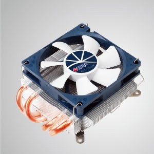 Universal- Low Profile Design CPU Air Cooler with 4 DC Heat Pipes and 80mm PWM Fan / 46 mm Height/ TDP 130W - Universal CPU cooling cooler with four 6mm direct contact heat pipes and 80mm PWM fan. Extreme low profile slim for various HTPC cases and computer cases.