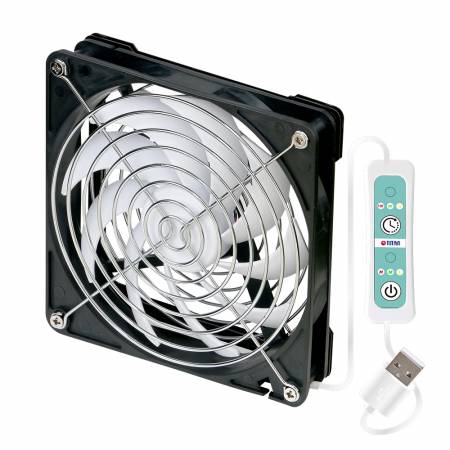 a 120mm USB mobile fan with speed control and timer setting.