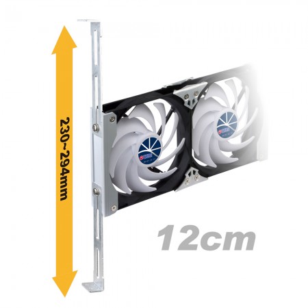 Gabinete de ventilación de montaje en rack de 120 mm o soporte del ventilador del refrigerador rieles deslizantes de rack ajustable de 230 mm a 294 mm