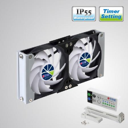 12V DC IP55 Waterproof Double Ventilation Cooling RV Fan with Timer and Speed Controller