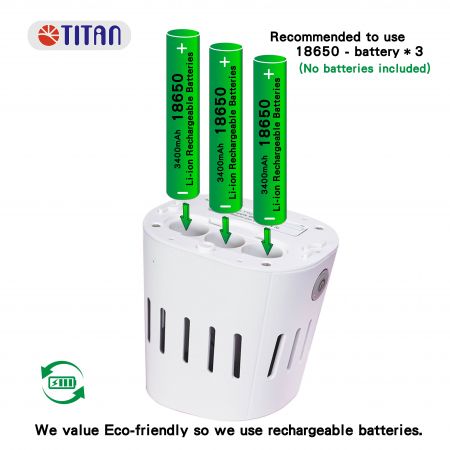 Ventilatorkoelkast aangedreven door 3.7v 18650 oplaadbare groene batterijstroom.