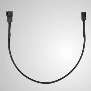 3-Pin All Black Braided Cooling Fan Extension Cable - 300mm Length