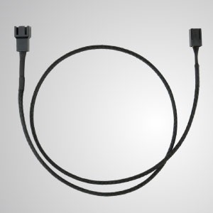 3-Pin All Black Braided Cooling Fan Extension Cable - 600mm Length - 3-Pin All Black Braided Fan Extension Cable