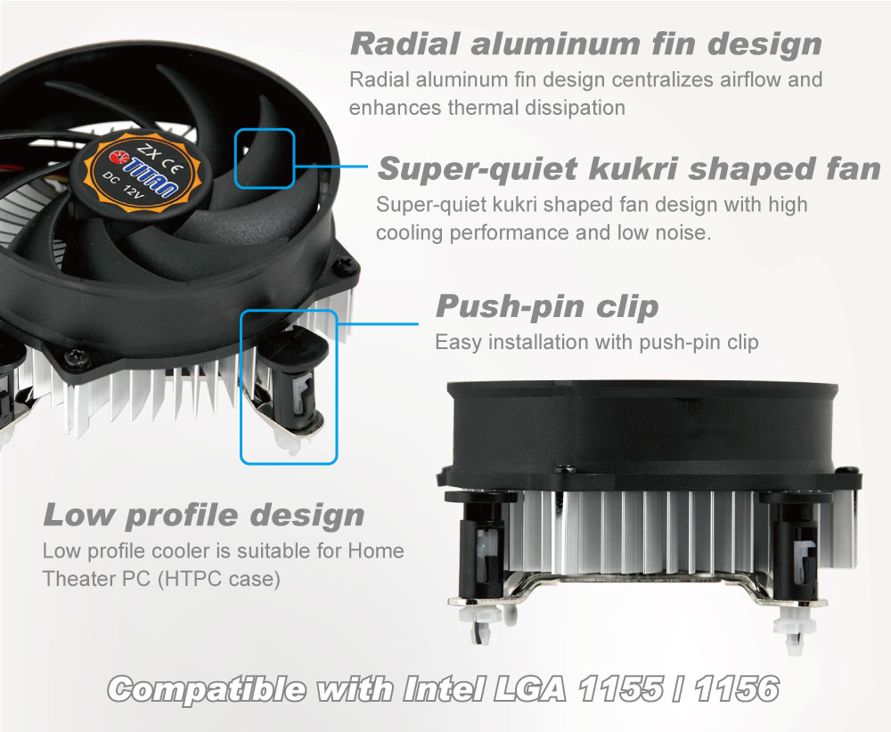 Intel LGA 1155/1156/1200- Low Profile Design CPU-luchtkoeler met ...