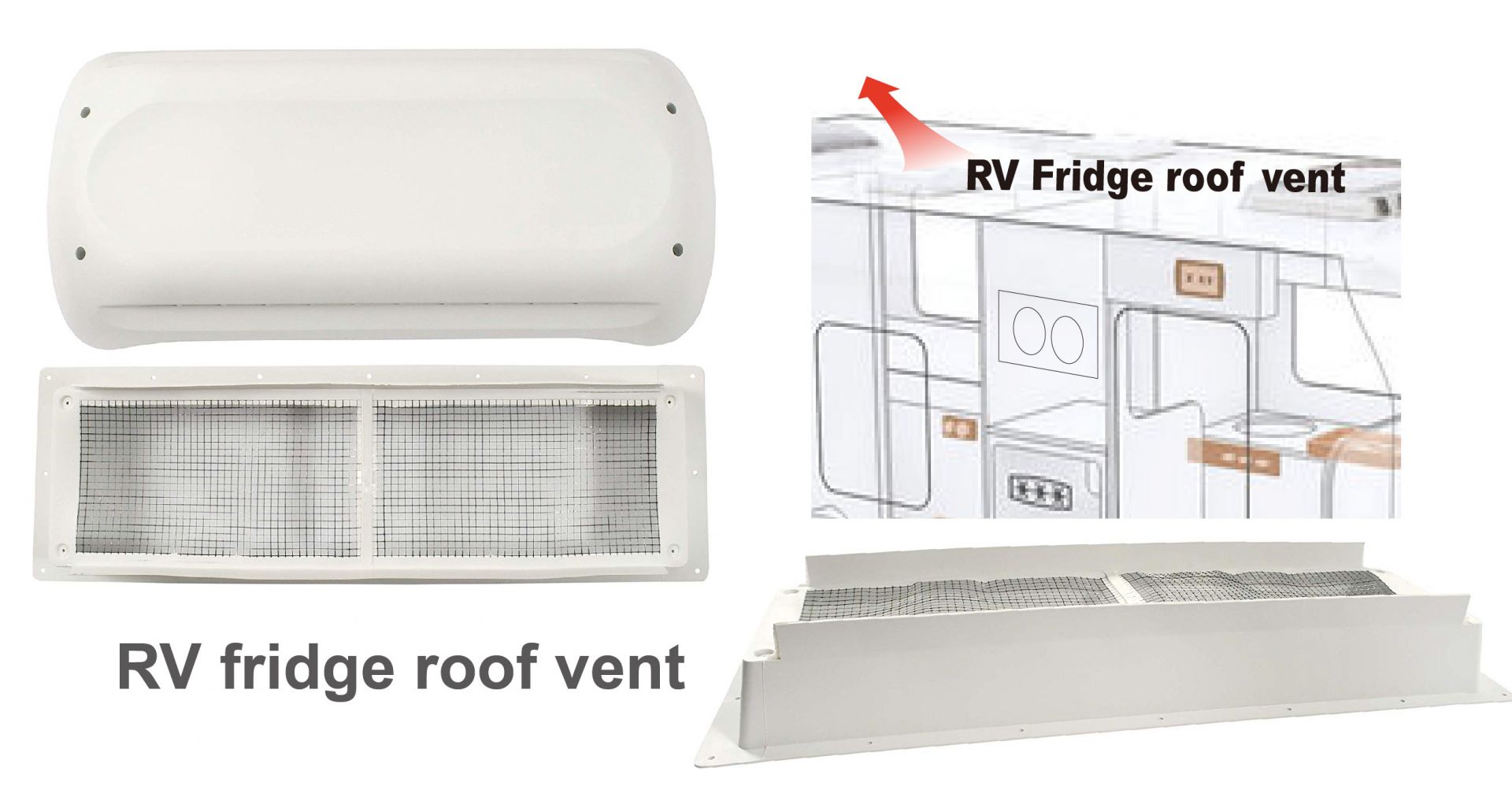 RV rooftop refrigerator vent fan. 