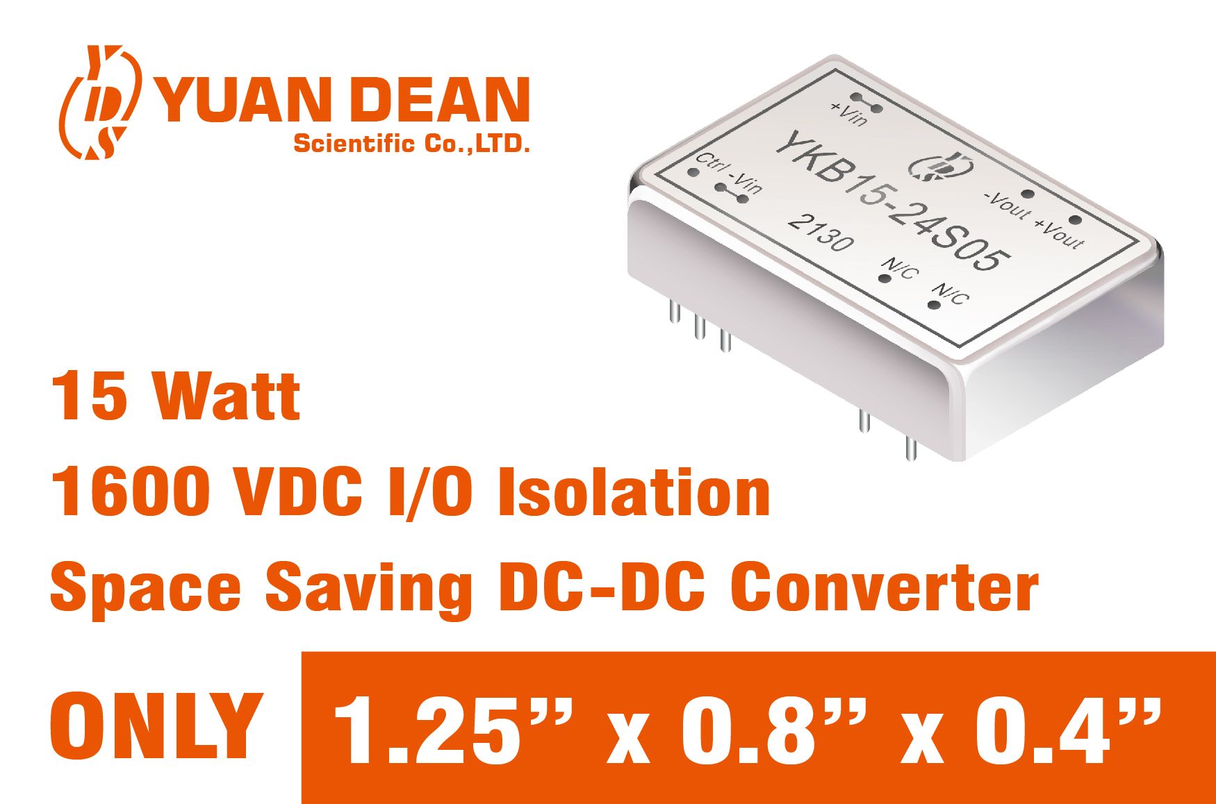 compact size 15 Watt DC/DC power supplies