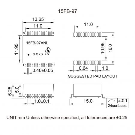 15FB-97 Series Mechanicals and Dimensions
