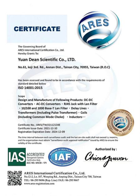 ISO 14001:2015 Certificate (YDS)