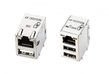 Conectores integrados USB + RJ45 - Conectores integrados USB + RJ45