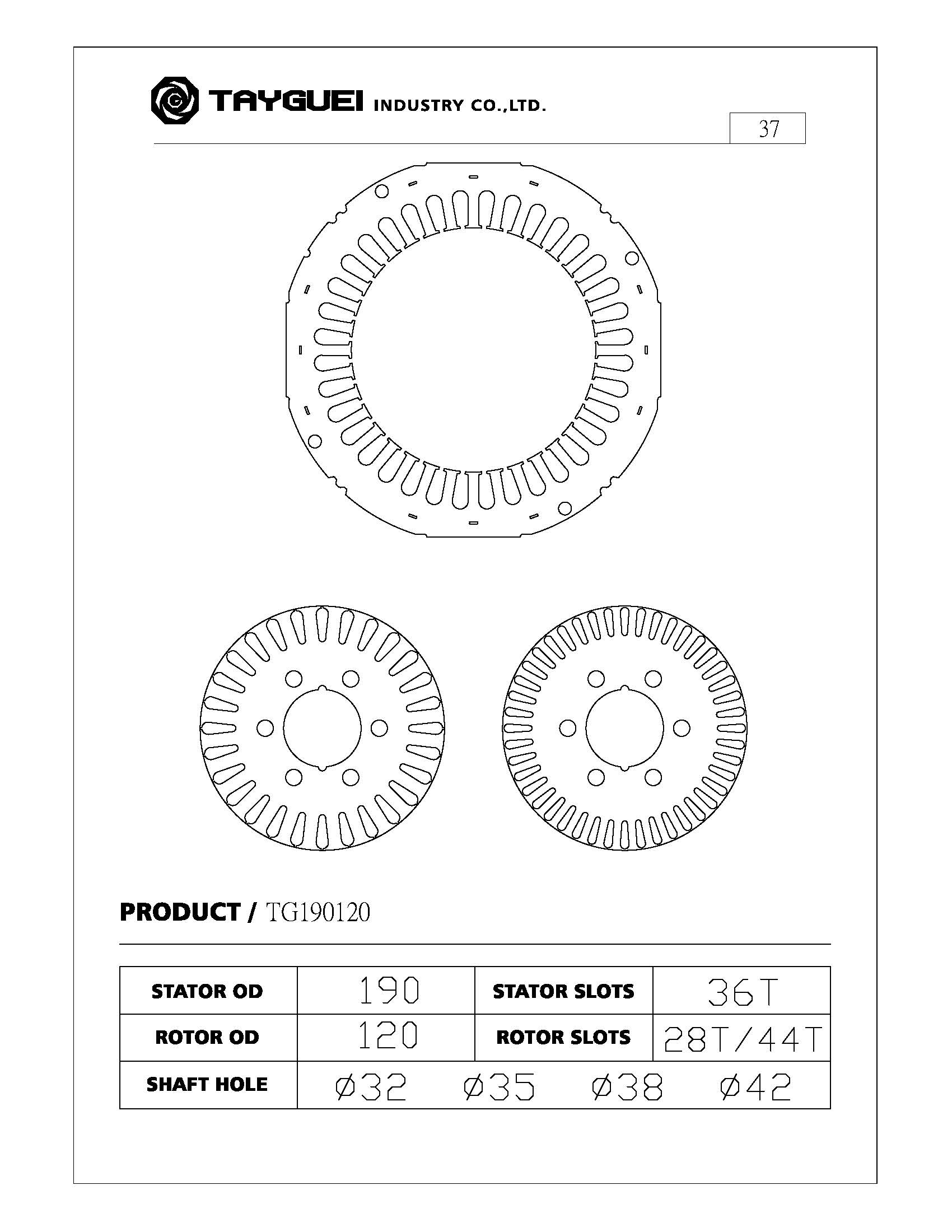 Stator Rotor Lamination For Four Poles And Six Poles Motor Manufacturer Tayguei