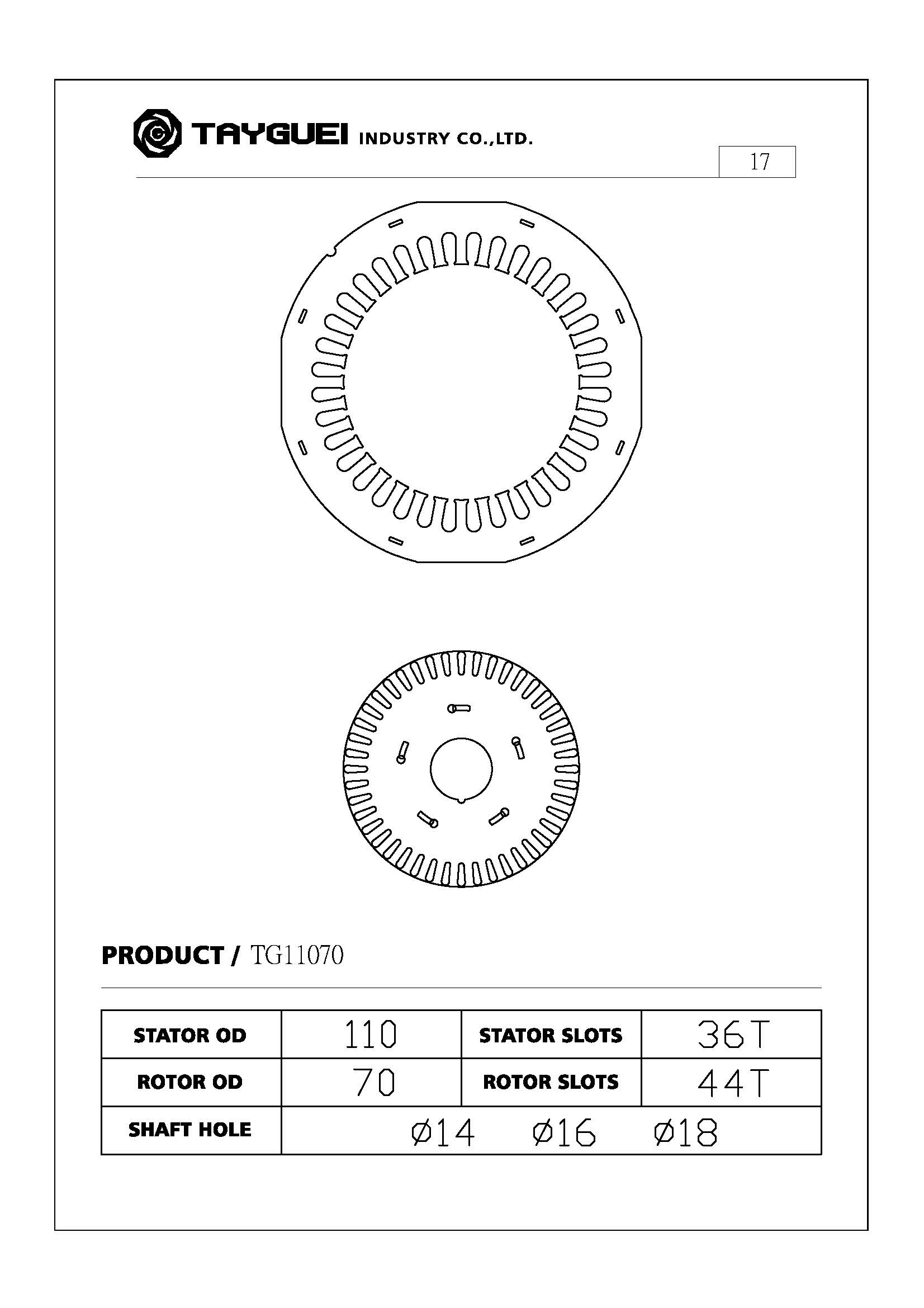 110x70 mm Stator Rotor Lamination for Four Poles and Six Poles Motor