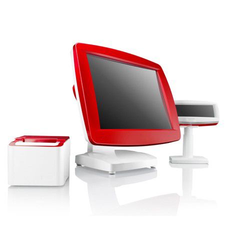 POS System with Glossy Customer Display in Red and White