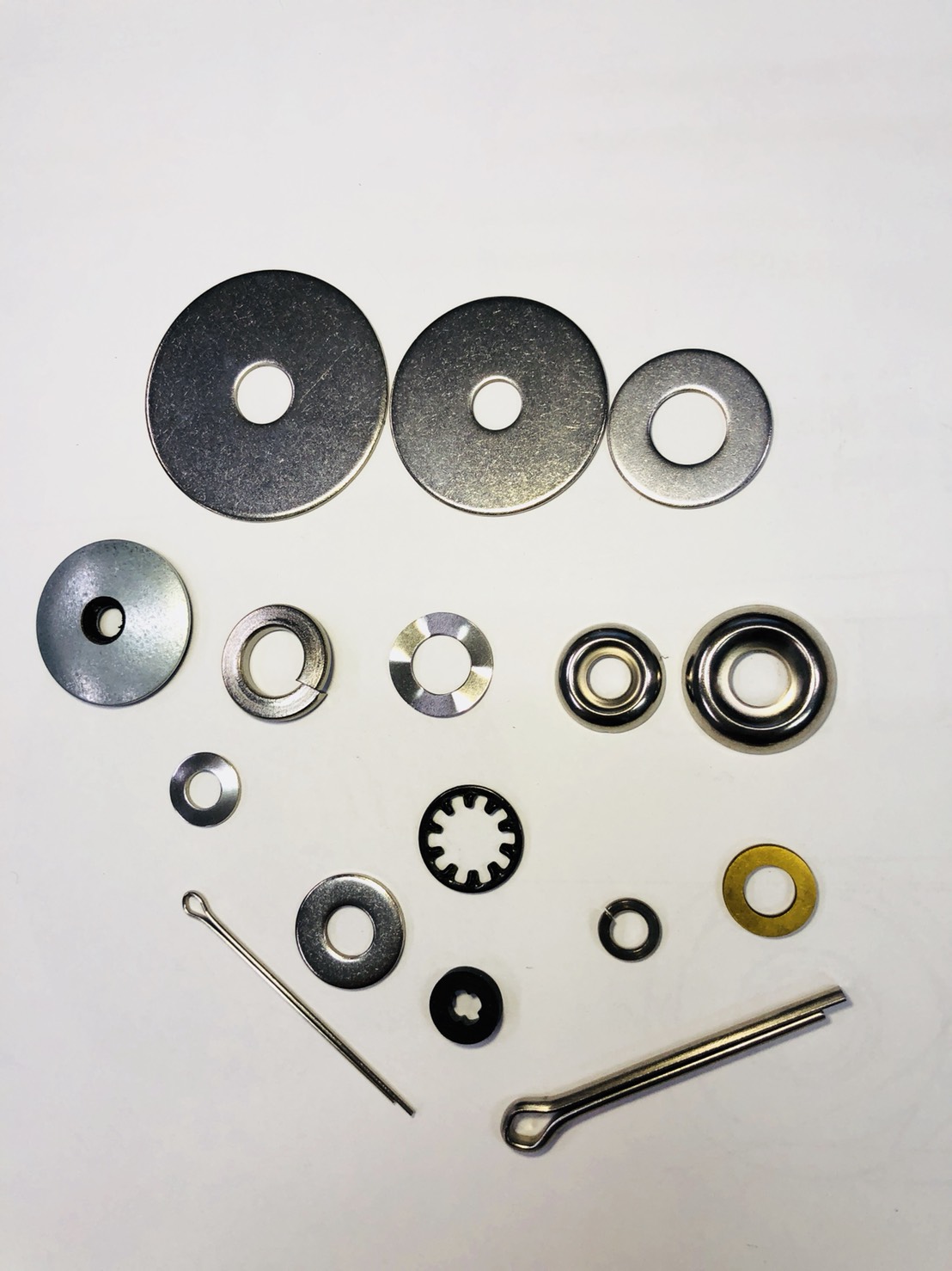 Flat Washers, Fender Washers, Cotter Pins, Hinge Pins, Cup Washers.
