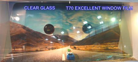 فیلم پنجره عالی TopCool T70 فیلم شفاف VLT70 با شبیه ساز رد حرارت.