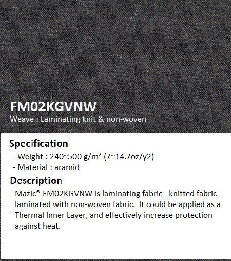 Thermal inner lining in the form of knitted laminated non-woven at weight 500gsm