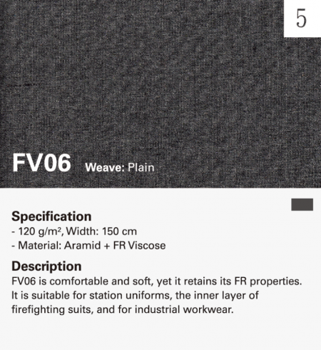 Inherently Fire Resistant plain weave facecloth for inner lining
