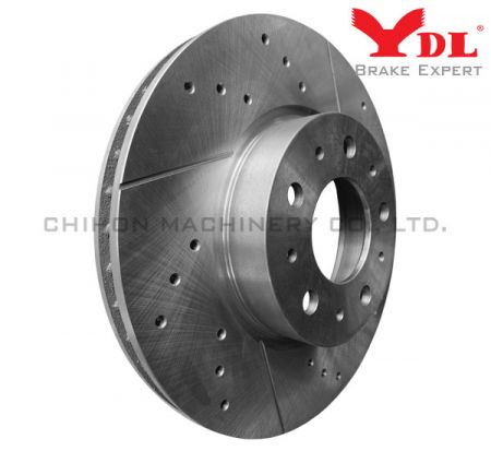 Performance Drilled Slotted Disc for VOLVO 740-760, 940-960 1983- - VOLVO slotted drilled Disc 6848902.