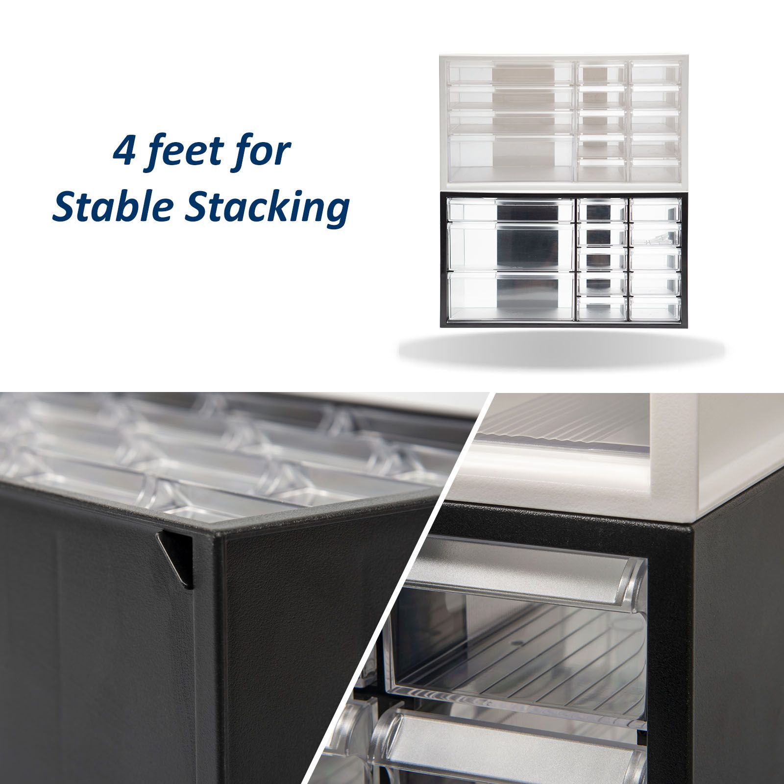 Built-in fixtures for stable stacking