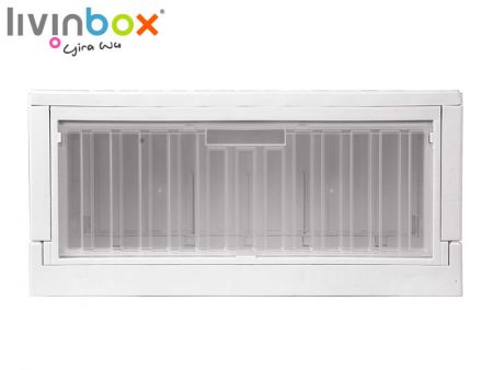 livinbox collapsible storage box with clear side-open door