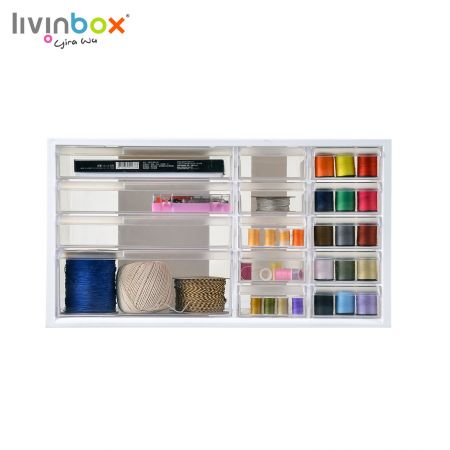 Large Plastic storage organizer with clear drawers