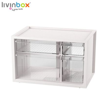livinbox plastic storage box with 4 clear drawers