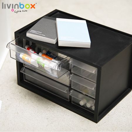 livinbox plastic storage organiser with 6 drawers