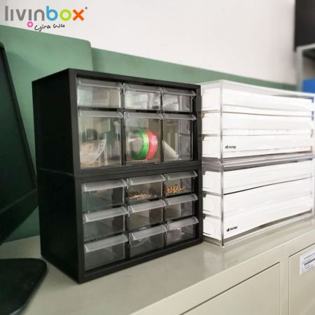 livinbox plastic storage organiser with 9 drawers