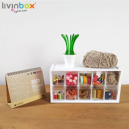livinbox plastic storage organizer with 10 drawers
