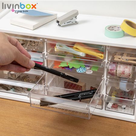 livinbox plastic storage box with 12 clear drawers