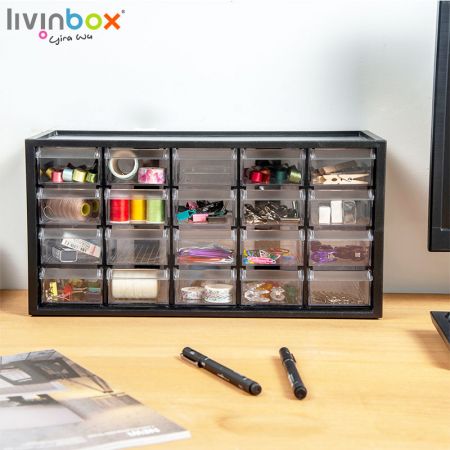 livinbox plastic storage organiser with 20 drawers
