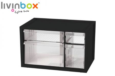 Small plastic desktop organizer with 4 drawers - Small plastic desktop organizer with 4 drawers