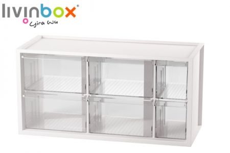 Middle plastic desktop organizer with 6 drawers