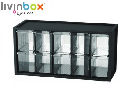 noir armoire de quincaillerie et dartisanat livinbox 10 tiroirs organisateur de bureau conteneur de stockage de pièces A9-5244