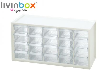 Middle plastic desktop storage with 20 drawers in white