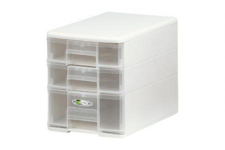 Pure B5 Accessories Tower with 3 Assorted Drawers - Pure B5 accessories tower with 3 assorted drawers in white.