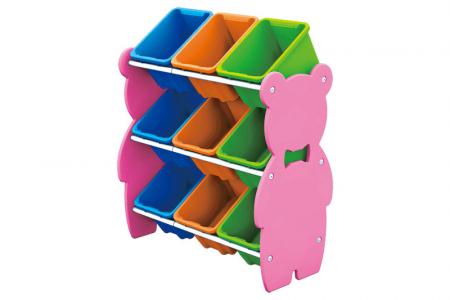 Teddy Bear Toy Tower with 9 Bins - Teddy bear toy tower with 9 bins.