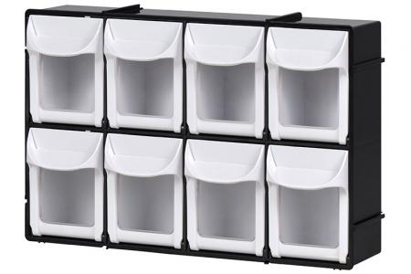 Flip Out Bin Set with 8 Drawer Compartments - Flip out bin set with 8 drawer compartments in black.