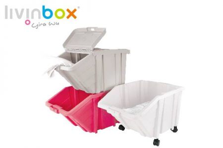 Recycle bins with casters for easy relocation