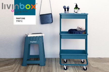 livinbox 3-tier rolling cart in blue