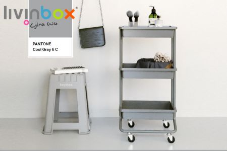 livinbox 3-tier rolling cart in grey