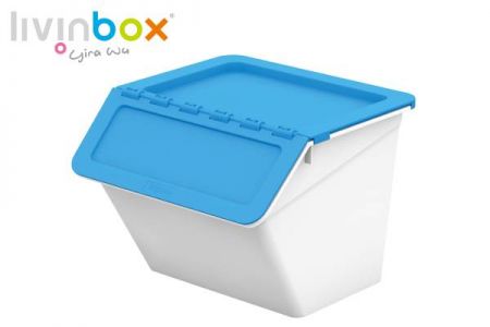 STACKABLE STORAGE BINS WITH FOLDABLE LIDS X 5 SMALL J5327 GREEN, 