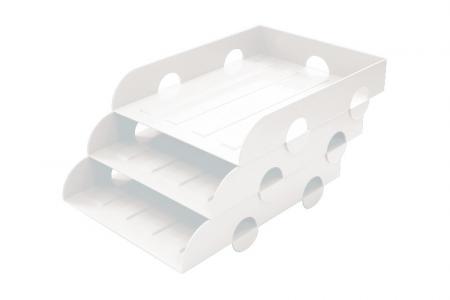 Stacking & Nesting Document Tray - Stacking and nesting document tray in white.