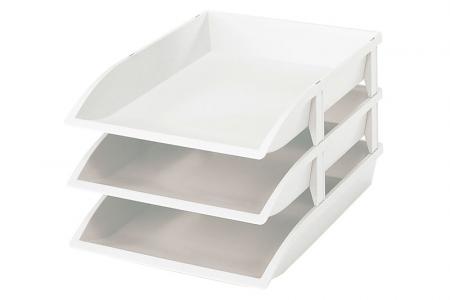 Stacking & Nesting Paper Tray - Stacking and nesting paper tray in white.