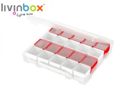 Plastic case storage with 20 small boxes
