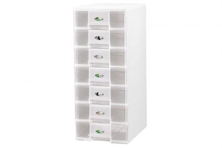 Tower Tidy with 7 Matching Square-Handle A4 Sized Drawers - Tower tidy with 7 matching square-handle A4-size drawers.